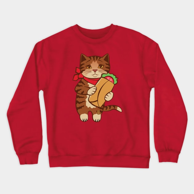 Burrito Cat Crewneck Sweatshirt by Sue Cervenka